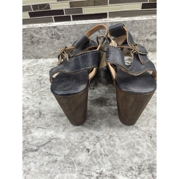 Bed Stu Black Caitlin Sandals Rustic Leather Strappy Heels Distressed Women's 10 - Picture 4 of 11